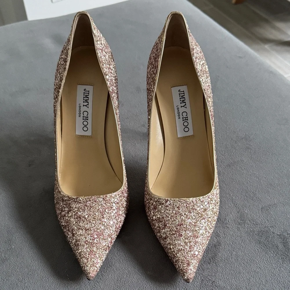 Jimmy Choo Sparkling Heels - Gold and Pink - Picture 1 of 7